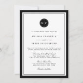 Classic Black & White Monogram Wedding Invitation Einladung (Vorderseite)