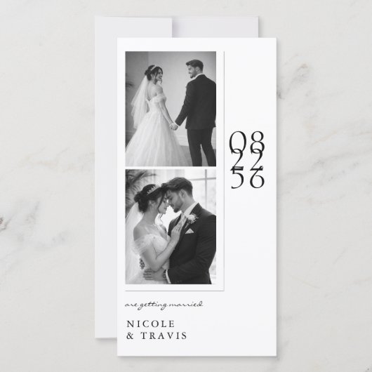 Classic Black & White Photo Bookmark Save the Date (Vorderseite)
