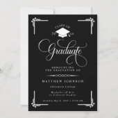 Classic Black White Photo Graduation Einladung (Vorderseite)