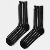 Classic Black & White Pinstripe Dress Socken (Linkes Detail)
