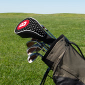 Classic Black & White Polka Dot with Red Monogram Golf Headcover (In SItu)