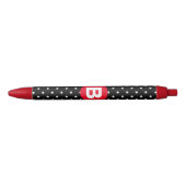 Classic Black & White Polka Dot with Red Monogram Kugelschreiber (Vorderseite)