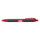 Classic Black & White Polka Dot with Red Monogram Kugelschreiber (Oberseite)