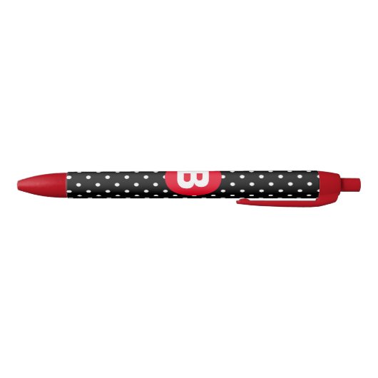 Classic Black & White Polka Dot with Red Monogram Kugelschreiber (Unterseite)