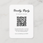 Classic Black & White QR Code Wedding RSVP Begleitkarte (Vorderseite)