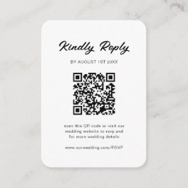 Classic Black & White QR Code Wedding RSVP Begleitkarte