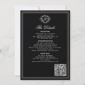 Classic black white QR formal monogram wedding  Einladung (Rückseite)