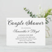 Classic Black & White Script Couples Bridal Shower Einladung (Stehend Vorderseite)