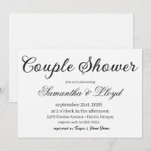 Classic Black & White Script Couples Bridal Shower Einladung (Vorne/Hinten)