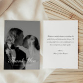 Classic Black & White Script Wedding Photo Dankeskarte