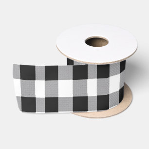 Classic Black & White Tartan Kariertes Weihnachtsg Satinband