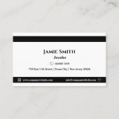 Classic Black & White Timeless Elegance Jeweler's Visitenkarte (Rückseite)