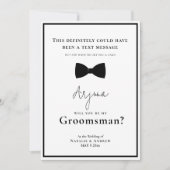 Classic Black & White Tuxedo Funny Trauzeuge Einladung (Vorderseite)