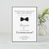 Classic Black & White Tuxedo Funny Trauzeuge Einladung (Stehend Vorderseite)