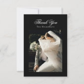 Classic Black & White Wedding Photo Thank You Card Dankeskarte (Vorderseite)