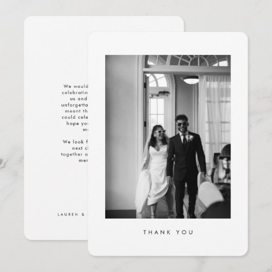 Classic Black & White Wedding Rounded  Dankeskarte (Vorne/Hinten)