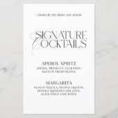 Classic Black White Wedding Signature Drinks Sign (Vorderseite)