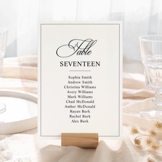 Classic Black & White Wedding Tischnummer