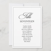 Classic Black & White Wedding Tischnummer (Vorderseite)