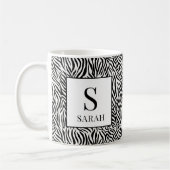 Classic Black White Zebra Monogram Initial Mug Kaffeetasse (Links)