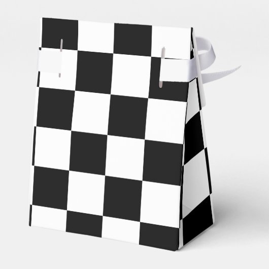 Classic Black with White Square Pattern Tent Geschenkschachtel (Rückseite)