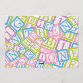 Classic Blocks Theme Simple First Birthday Invitat Einladung (Rückseite)