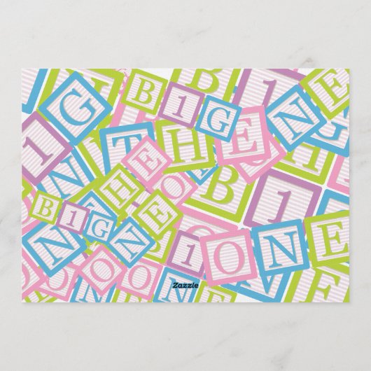 Classic Blocks Theme Simple First Birthday Invitat Einladung (Rückseite)