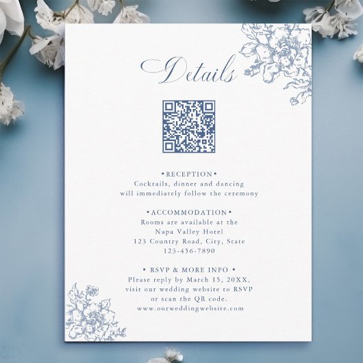 Classic Bloom Garden Dusty Blue Wedding Details Begleitkarte