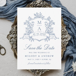 Classic Bloom Garden Dusty Blue Wedding Save The Date