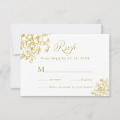 Classic Bloom Garden Gold Wedding RSVP Karte (Vorderseite)