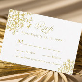 Classic Bloom Garden Gold Wedding RSVP Karte