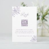 Classic Bloom Garden Lavender Wedding QR Code RSVP Karte (Stehend Vorderseite)