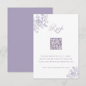 Classic Bloom Garden Lavender Wedding QR Code RSVP Karte (Vorne/Hinten)