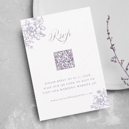 Classic Bloom Garden Lavender Wedding QR Code RSVP Karte