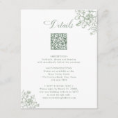 Classic Bloom Garden Sage Green Wedding Details Begleitkarte (Vorderseite)
