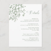 Classic Bloom Garden Sage Green Wedding Details Begleitkarte (Vorderseite)