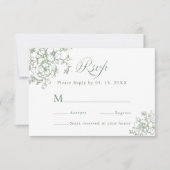Classic Bloom Garden Sage Green Wedding RSVP Karte (Vorderseite)