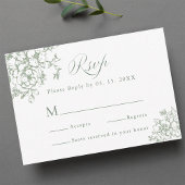 Classic Bloom Garden Sage Green Wedding RSVP Karte