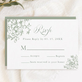 Classic Bloom Garden Sage Green Wedding RSVP Karte