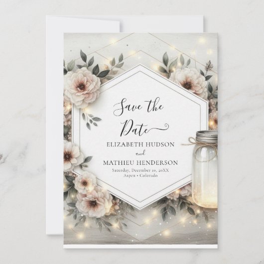 Classic Bloom Mason Jar Wedding Save The Date (Vorderseite)