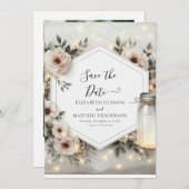 Classic Bloom Mason Jar Wedding Save The Date (Vorne/Hinten)