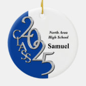 Classic Blue 2025 Graduate Foto Keramik Ornament (Hinten)