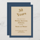 Classic Blue 30 Jahre Einladung zum Hochzeitstag (Vorne/Hinten)