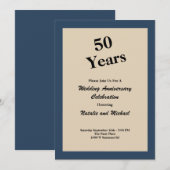 Classic Blue 50 Jahre Einladung zum Hochzeitstag (Vorne/Hinten)