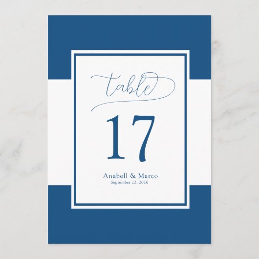 Classic Blue 5"x7" Tischnummer (Rückseite)