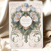 Classic Blue and Cream Art Nouveau Wedding Einladung