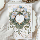 Classic Blue and Cream Art Nouveau Wedding Einladung