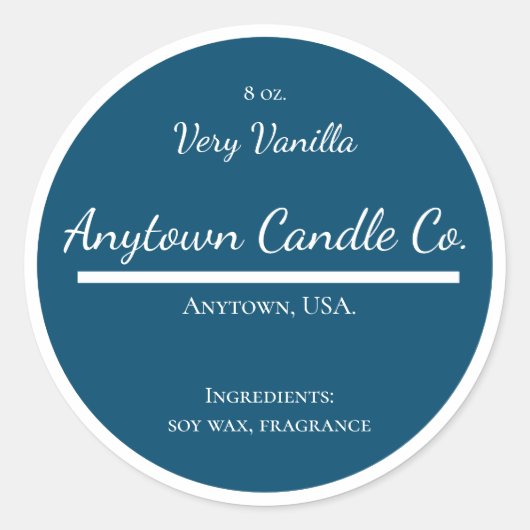 Classic Blue and White Candle Jar Label Runder Aufkleber (Vorderseite)