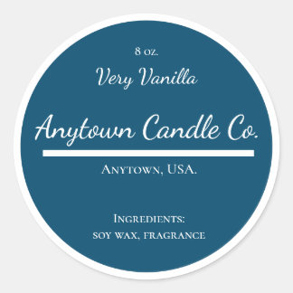 Classic Blue and White Candle Jar Label Runder Aufkleber
