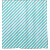 Classic blue and white diagonal stripes duschvorhang (Vorderseite)
